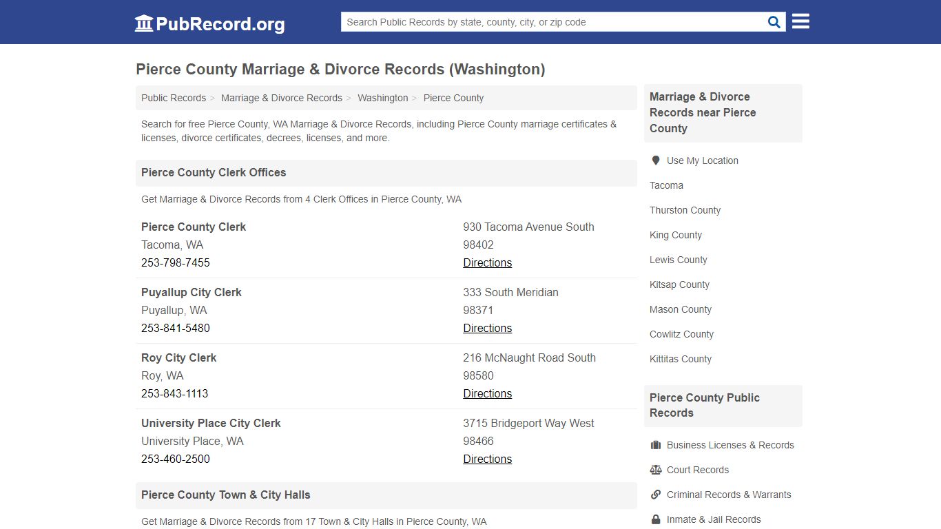 Pierce County Marriage & Divorce Records (Washington)